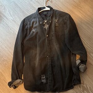 Edgy Distressed Charcoal Denim Jacket